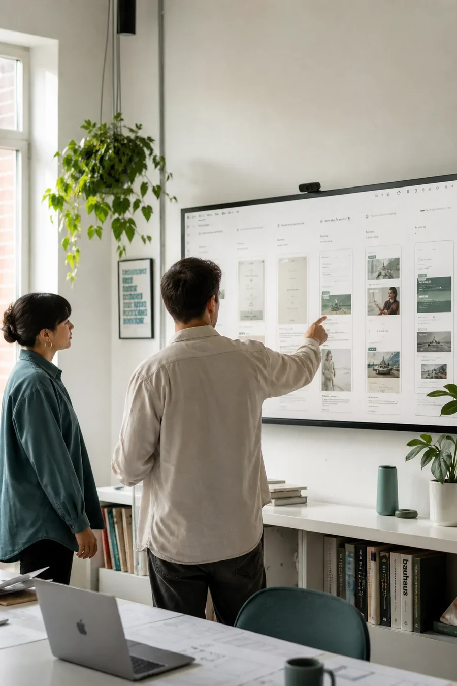 [Example] Design team collaborating in studio — photorealistic